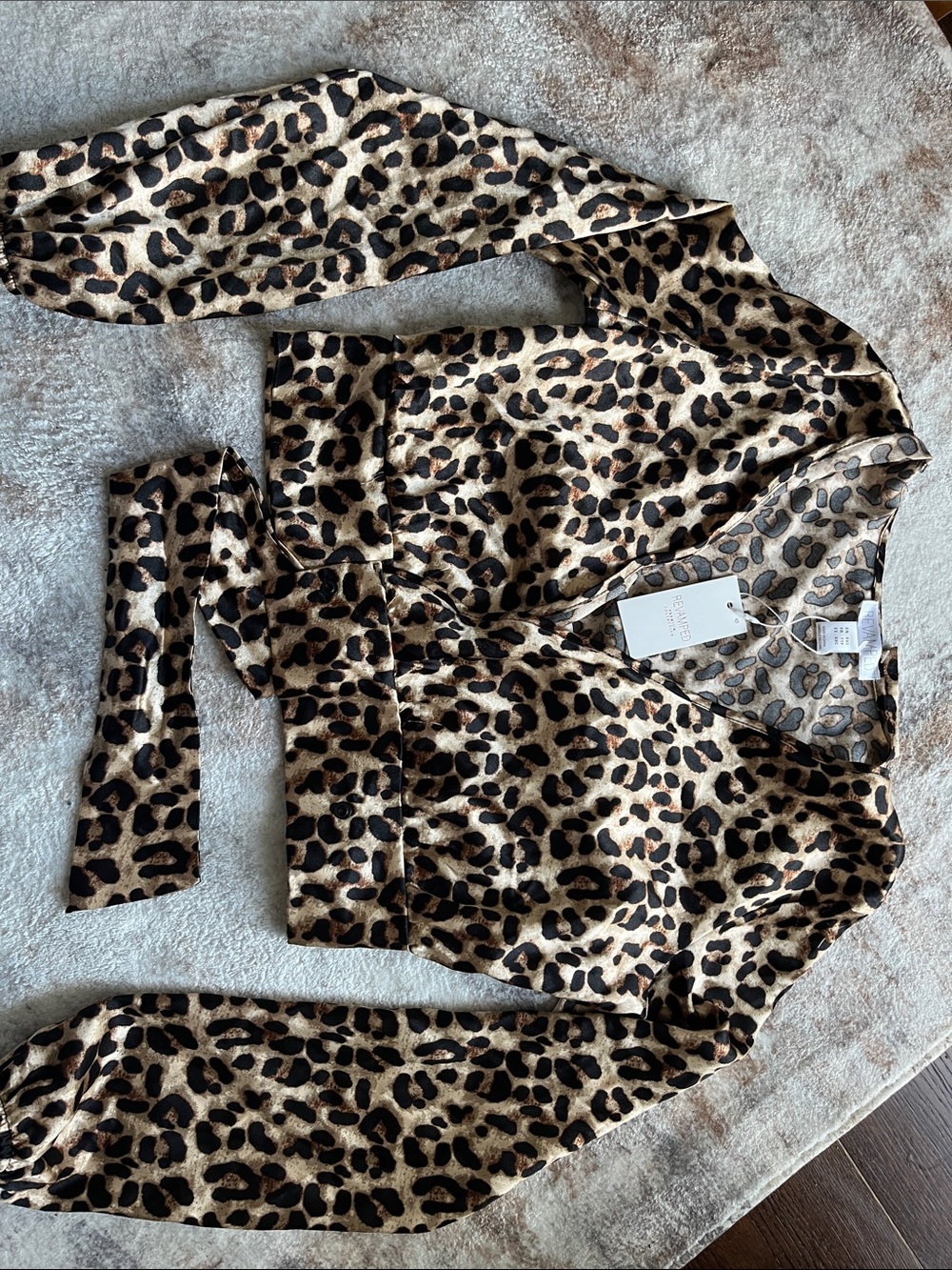 Revamped Leopard-Print Wrap Top - Beige, Black & Brown